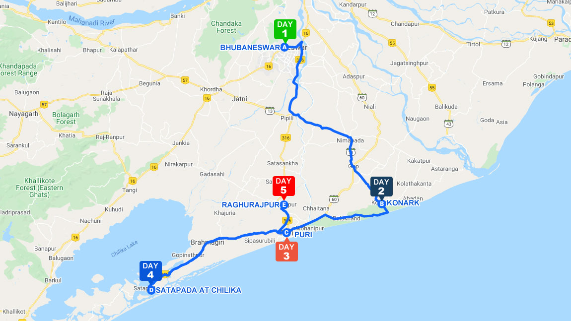 map-golden-triangle-tour-in-odisha